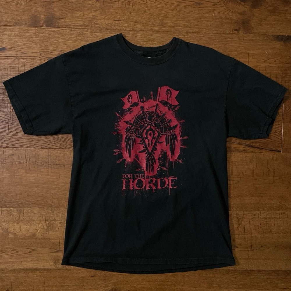 Jinx World of Warcraft Tee Mens XL Black Normcore Gaming For The Horde Graphic